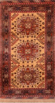 Afghan Khan Mohammadi Yellow Rectangle 4x6 ft Wool Carpet 89866