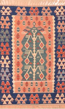 Kilim Red Flat Woven 3'8" X 5'6"  Area Rug 100-89876