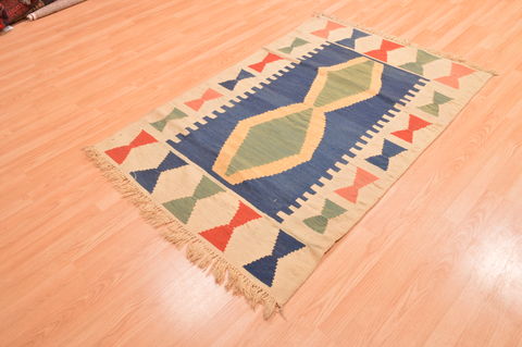 Kilim Blue Hand Knotted 39 X 57 Area Rug 100-89881 Image 2