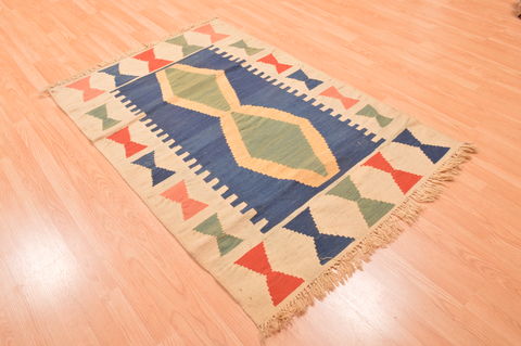Kilim Blue Hand Knotted 39 X 57 Area Rug 100-89881 Image 3