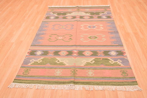 Kilim Green Flat Woven 46 X 60 Area Rug 100-89882 Image 4