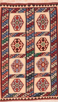 Afghan Kilim Multicolor Rectangle 3x5 ft Wool Carpet 89883