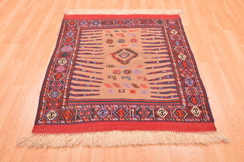 Kilim Red Square Hand Knotted 310 X 46 Area Rug 100-89884 Image 2