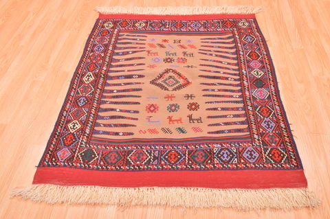 Kilim Red Square Hand Knotted 310 X 46 Area Rug 100-89884 Image 5