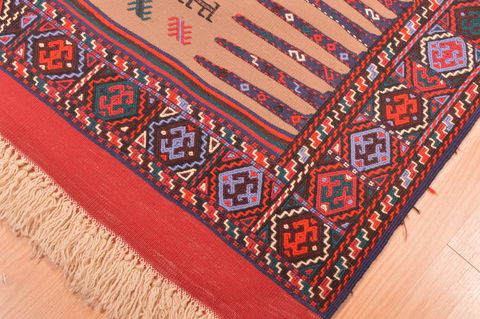 Kilim Red Square Hand Knotted 310 X 46 Area Rug 100-89884 Image 7