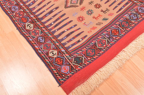 Kilim Red Square Hand Knotted 310 X 46 Area Rug 100-89884 Image 9
