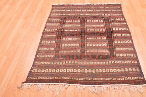Kilim Brown Hand Knotted 39 X 48 Area Rug 100-89885 Image 1