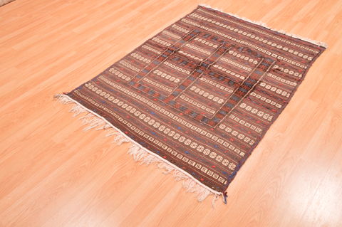 Kilim Brown Hand Knotted 39 X 48 Area Rug 100-89885 Image 2