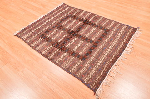 Kilim Brown Hand Knotted 39 X 48 Area Rug 100-89885 Image 3