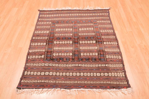 Kilim Brown Hand Knotted 39 X 48 Area Rug 100-89885 Image 4