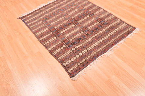 Kilim Brown Hand Knotted 39 X 48 Area Rug 100-89885 Image 6