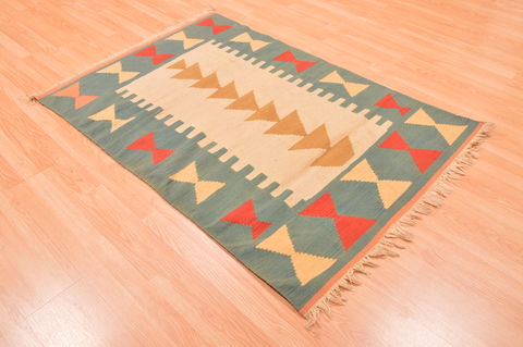 Kilim Green Hand Knotted 310 X 55 Area Rug 100-89887 Image 3