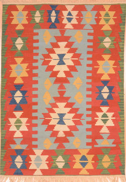 Kilim Red Flat Woven 3'10" X 5'5"  Area Rug 100-89888