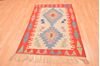 Kilim Red Hand Knotted 38 X 57 Area Rug 100-89904 Thumb 4