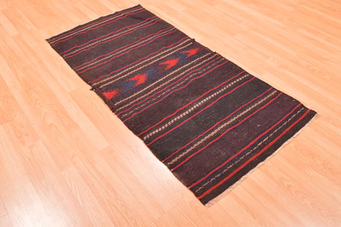 Kilim Brown Flat Woven 27 X 57 Area Rug 100-89907 Image 3