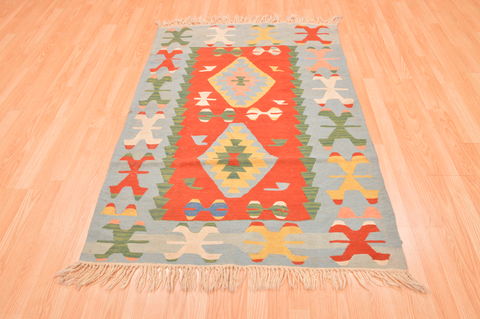 Kilim Blue Hand Knotted 38 X 56 Area Rug 100-89908 Image 4