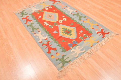 Kilim Blue Hand Knotted 38 X 56 Area Rug 100-89908 Image 5