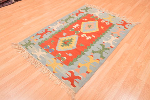 Kilim Blue Hand Knotted 38 X 56 Area Rug 100-89908 Image 6