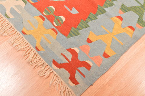 Kilim Blue Hand Knotted 38 X 56 Area Rug 100-89908 Image 7