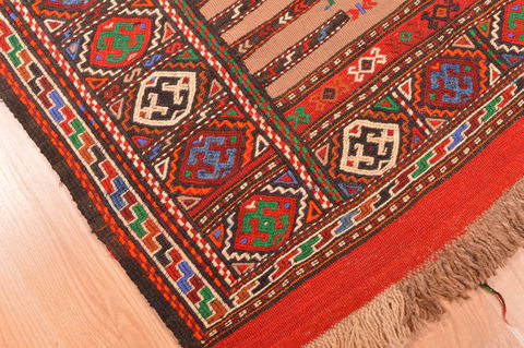 Kilim Red Square Hand Knotted 36 X 45 Area Rug 100-89911 Image 5