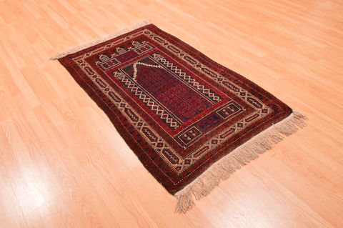 Baluch Red Hand Knotted 30 X 47 Area Rug 100-89921 Image 3