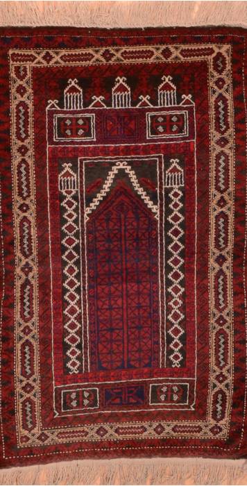 Baluch Red Hand Knotted 30 X 47 Area Rug 100-89921 Image 0