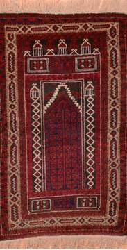 Baluch Red Hand Knotted 3'0" X 4'7"  Area Rug 100-89921