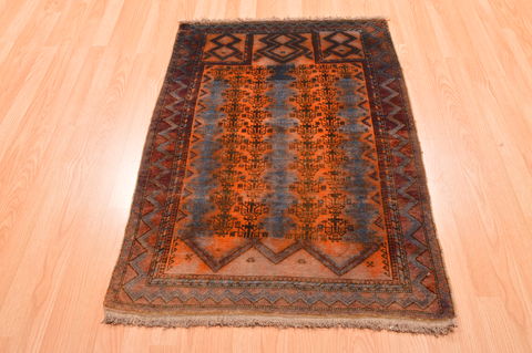 Baluch Orange Hand Knotted 30 X 47 Area Rug 100-89928 Image 1