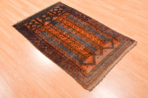 Baluch Orange Hand Knotted 30 X 47 Area Rug 100-89928 Image 3