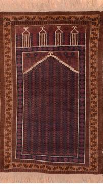 Afghan Baluch Blue Rectangle 3x4 ft Wool Carpet 89929