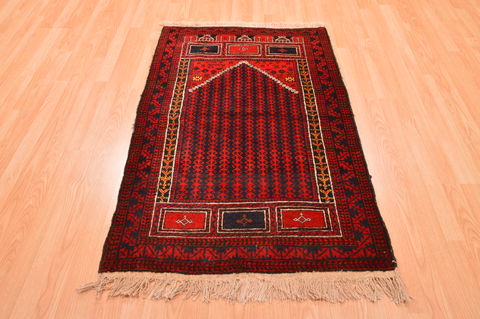 Baluch Red Hand Knotted 30 X 47 Area Rug 100-89934 Image 1