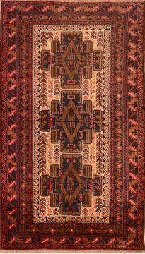 Baluch Red Hand Knotted 3'0" X 4'7"  Area Rug 100-89934