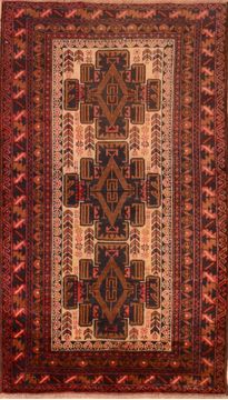 Afghan Baluch Red Rectangle 3x5 ft Wool Carpet 89934