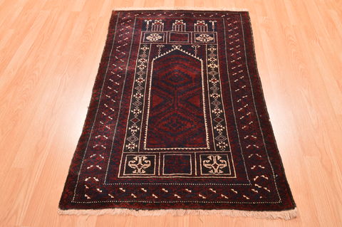 Baluch Red Hand Knotted 30 X 47 Area Rug 100-89939 Image 1