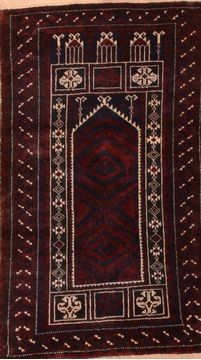 Baluch Red Hand Knotted 3'0" X 4'7"  Area Rug 100-89939