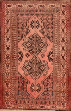 Afghan Baluch Red Rectangle 3x5 ft Wool Carpet 89941