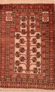 Afghan Baluch Beige Rectangle 3x5 ft Wool Carpet 89943