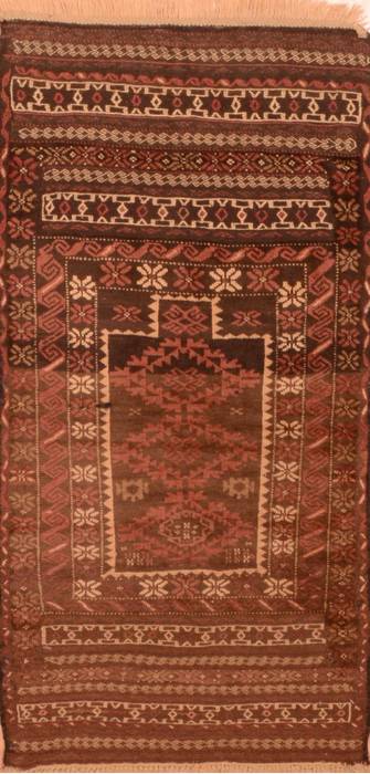 Baluch Brown Hand Knotted 210 X 53 Area Rug 100-89944 Image 0
