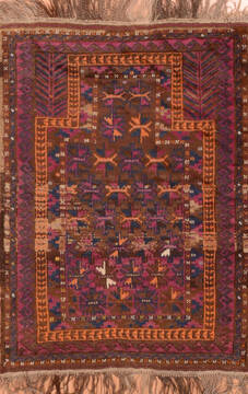 Afghan Baluch Purple Rectangle 3x5 ft Wool Carpet 89945