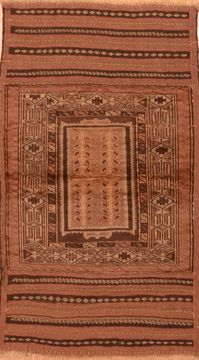 Afghan Baluch Brown Rectangle 3x5 ft Wool Carpet 89948