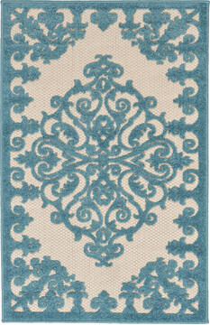 Nourison Aloha Blue Rectangle 3x4 ft Polypropylene Carpet 95919