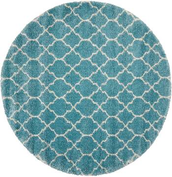 Nourison Amore Blue Round 7 to 8 ft Polypropylene Carpet 96059