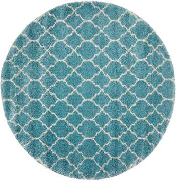 Nourison Amore Blue Round 7 to 8 ft Polypropylene Carpet 96059