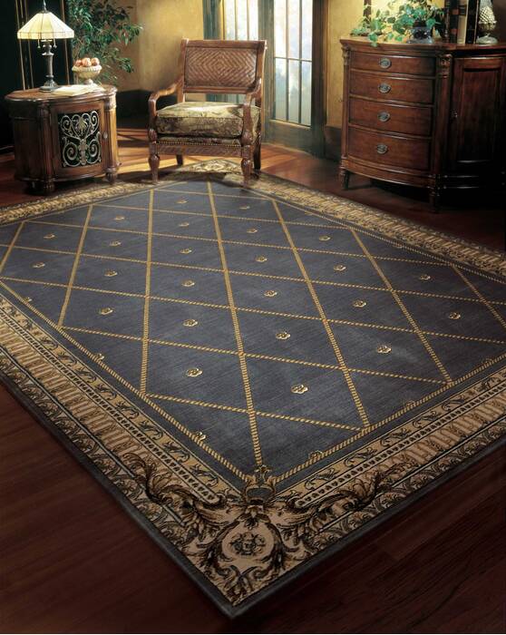 Nourison Ashton House Blue Rectangle 8x11 ft Wool Carpet 96295 SKU 96295