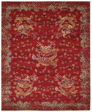 Nourison Dynasty Red Rectangle 6x9 ft Wool Carpet 96505