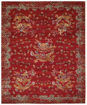 Nourison Dynasty Red Rectangle 8x10 ft Wool Carpet 96506