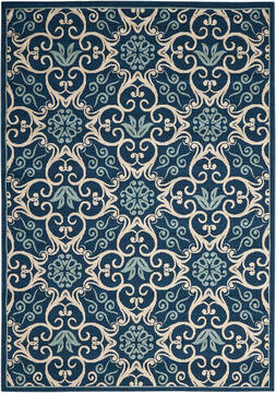 Nourison Caribbean Blue Rectangle 5x7 ft Polypropylene Carpet 96904