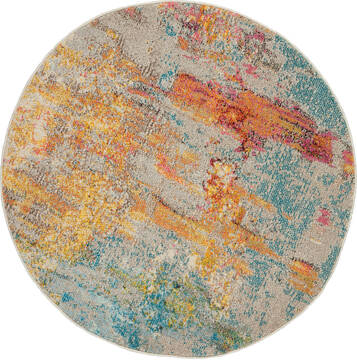 Nourison Celestial Multicolor Round 5 to 6 ft Polypropylene Carpet 96985