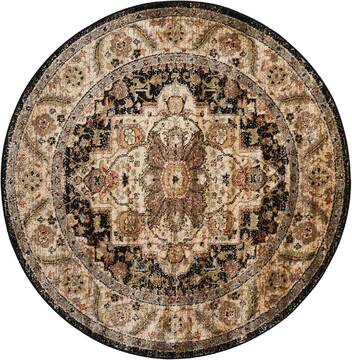 Nourison Delano Black Round 5 to 6 ft Polypropylene Carpet 97458