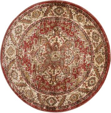 Nourison Delano Red Round 4 ft and Smaller Polypropylene Carpet 97473